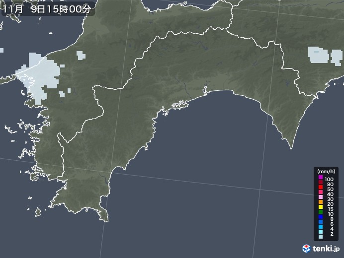 高知県の雨雲レーダー(2021年11月09日)