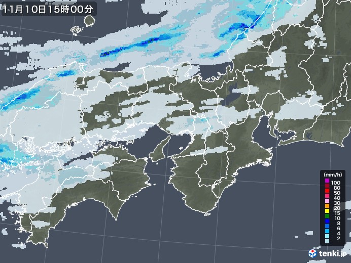 近畿地方の雨雲レーダー(2021年11月10日)
