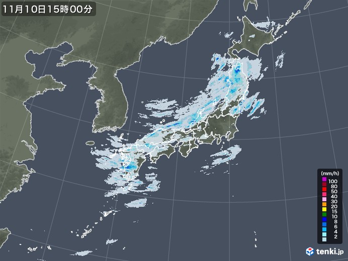 雨雲レーダー(2021年11月10日)