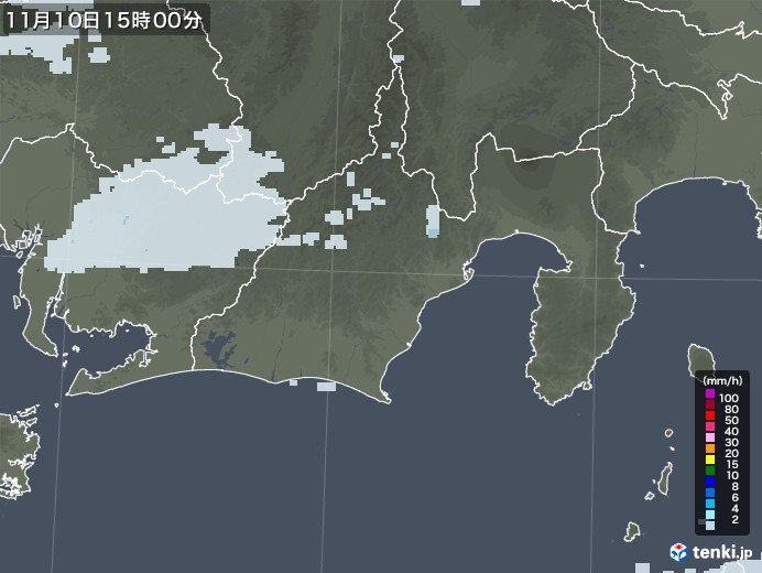 静岡県の雨雲レーダー(2021年11月10日)