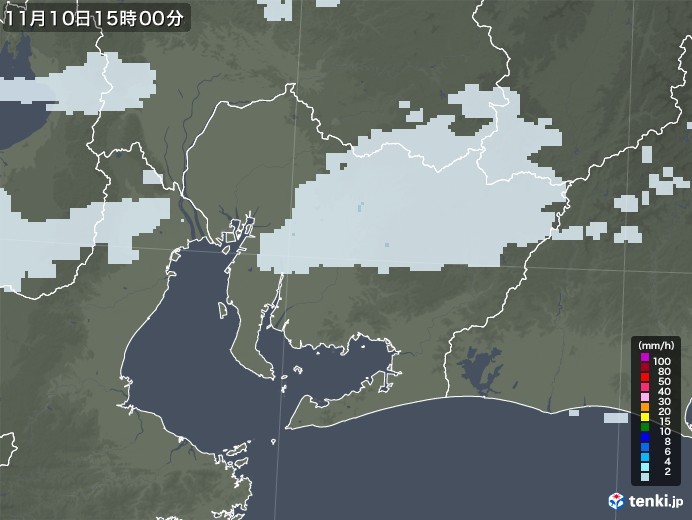 愛知県の雨雲レーダー(2021年11月10日)