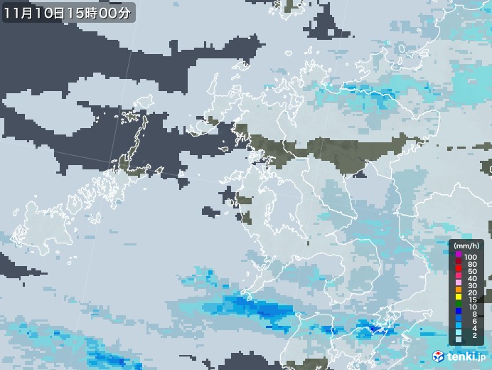 長崎県の雨雲レーダー(2021年11月10日)