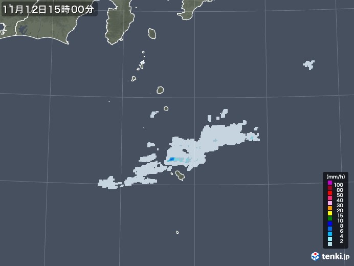 伊豆諸島(東京都)の雨雲レーダー(2021年11月12日)
