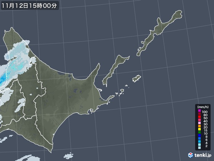 道東の雨雲レーダー(2021年11月12日)