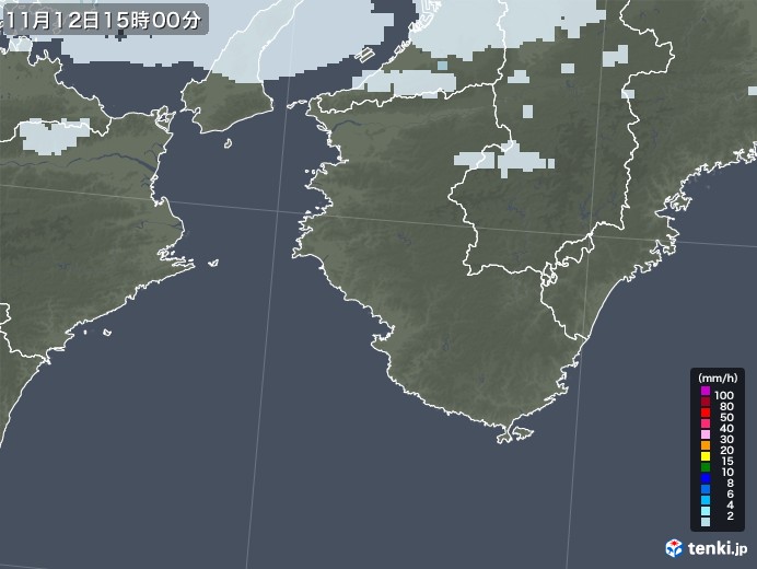 和歌山県の雨雲レーダー(2021年11月12日)