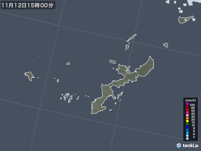 沖縄県の雨雲レーダー(2021年11月12日)