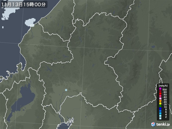 岐阜県の雨雲レーダー(2021年11月13日)