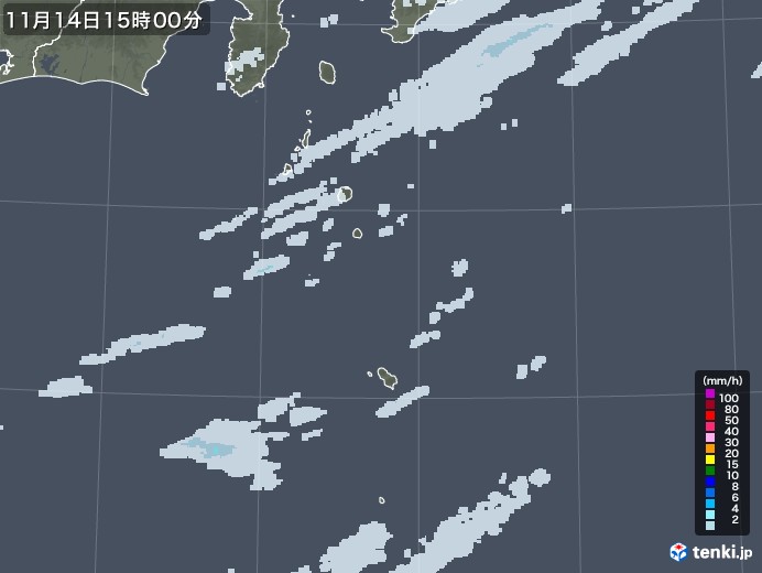 伊豆諸島(東京都)の雨雲レーダー(2021年11月14日)