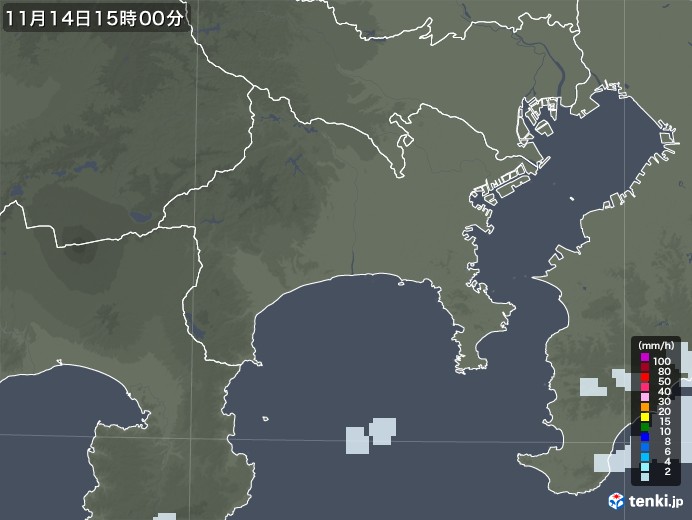 神奈川県の雨雲レーダー(2021年11月14日)