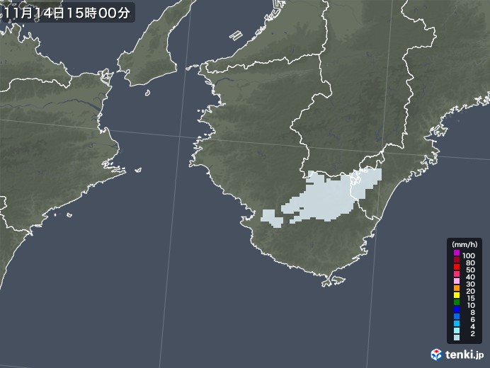 和歌山県の雨雲レーダー(2021年11月14日)