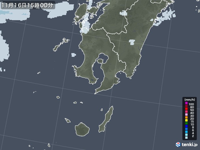 鹿児島県の雨雲レーダー(2021年11月16日)