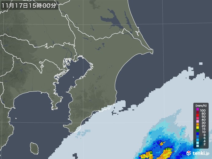 千葉県の雨雲レーダー(2021年11月17日)