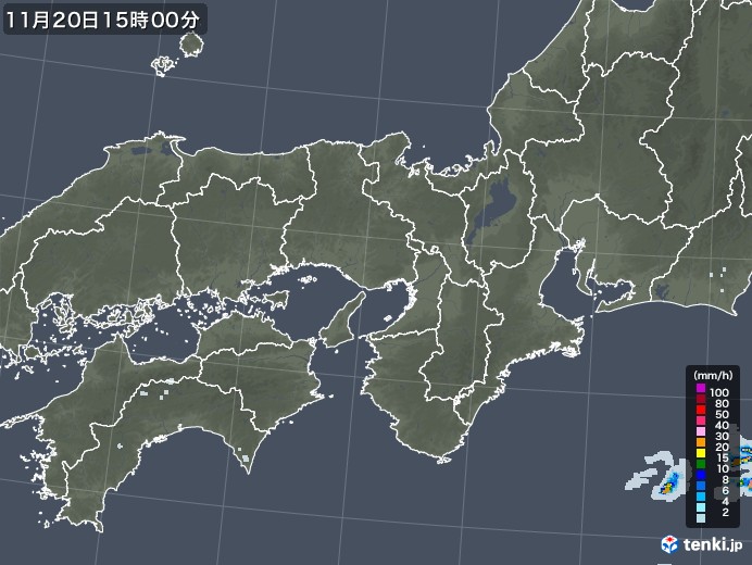 近畿地方の雨雲レーダー(2021年11月20日)
