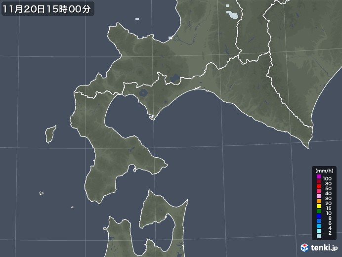 道南の雨雲レーダー(2021年11月20日)