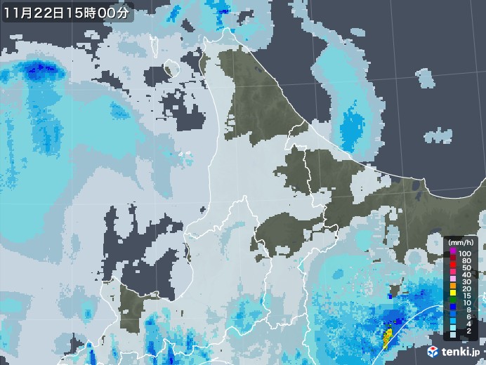 道北の雨雲レーダー(2021年11月22日)