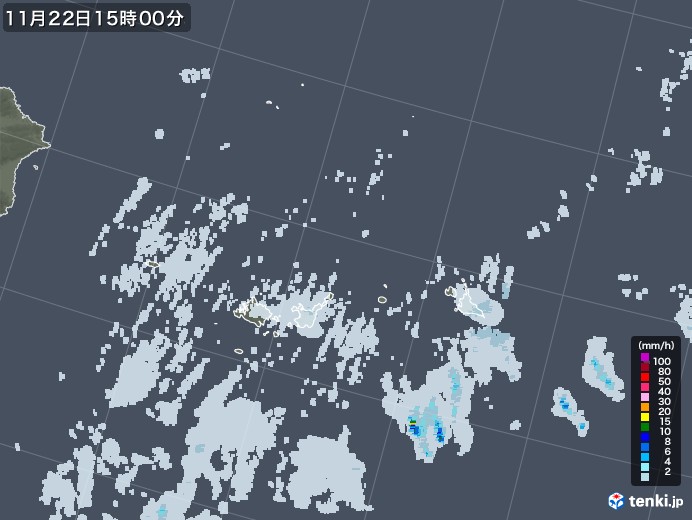 宮古・石垣・与那国(沖縄県)の雨雲レーダー(2021年11月22日)