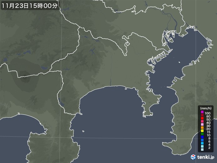 神奈川県の雨雲レーダー(2021年11月23日)