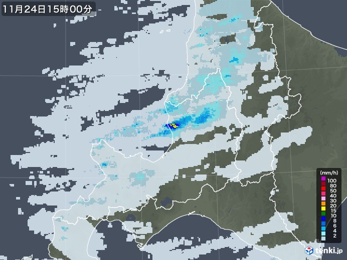 道央の雨雲レーダー(2021年11月24日)