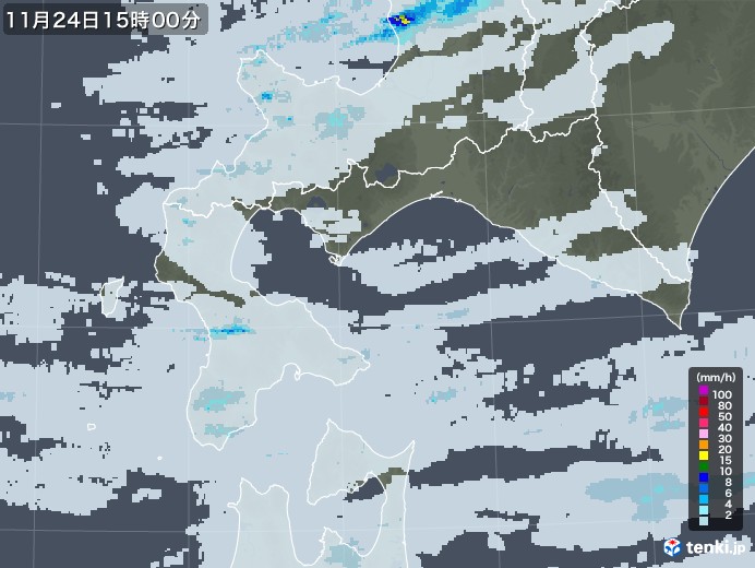 道南の雨雲レーダー(2021年11月24日)