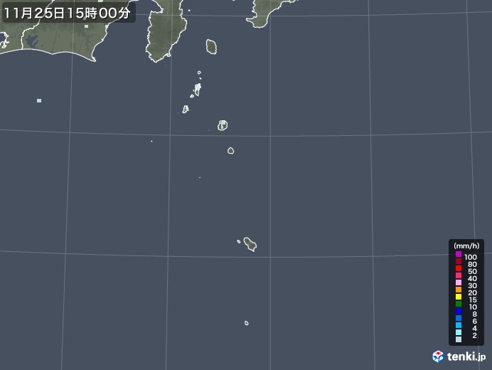 伊豆諸島(東京都)の雨雲レーダー(2021年11月25日)