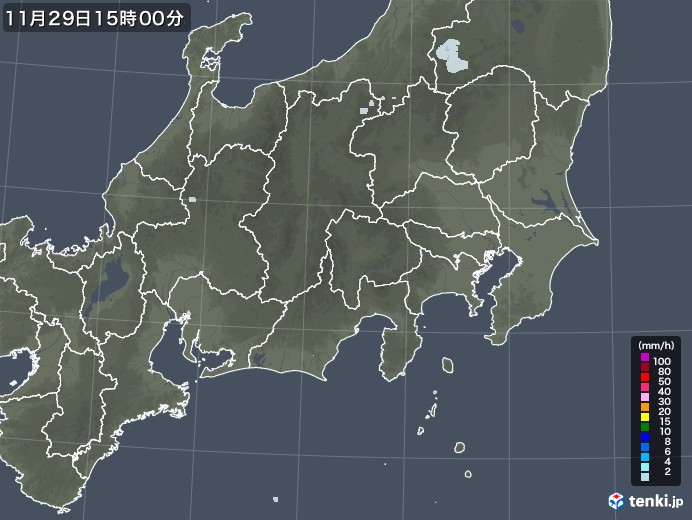 関東・甲信地方の雨雲レーダー(2021年11月29日)