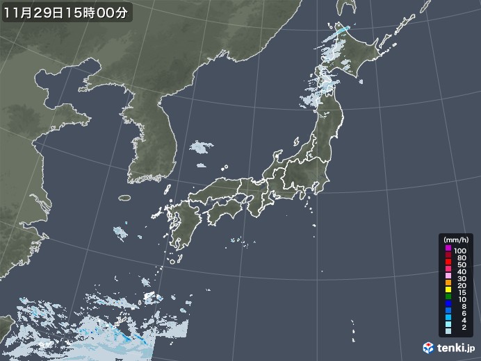 雨雲レーダー(2021年11月29日)