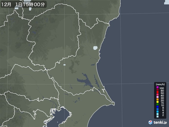 茨城県の雨雲レーダー(2021年12月01日)