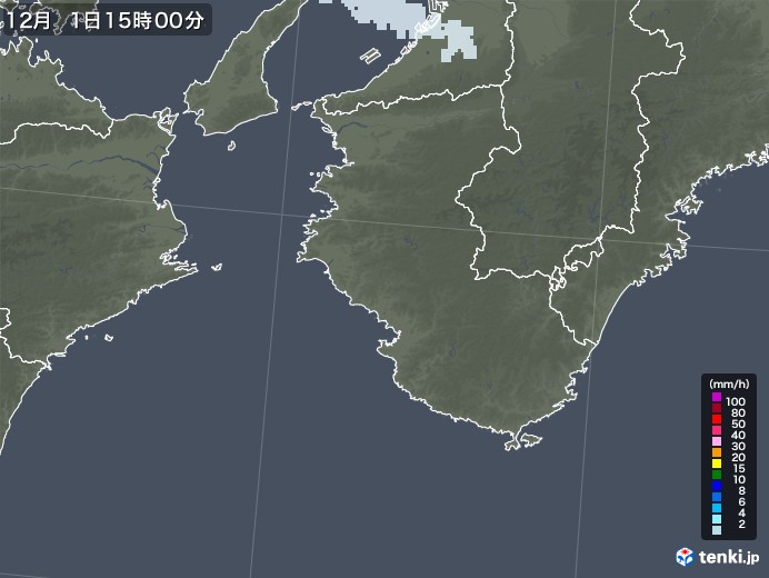 和歌山県の雨雲レーダー(2021年12月01日)