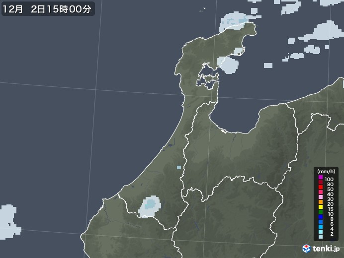 石川県の雨雲レーダー(2021年12月02日)