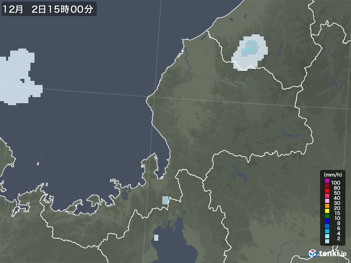 福井県の雨雲レーダー(2021年12月02日)