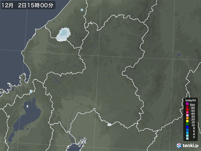 岐阜県の雨雲レーダー(2021年12月02日)