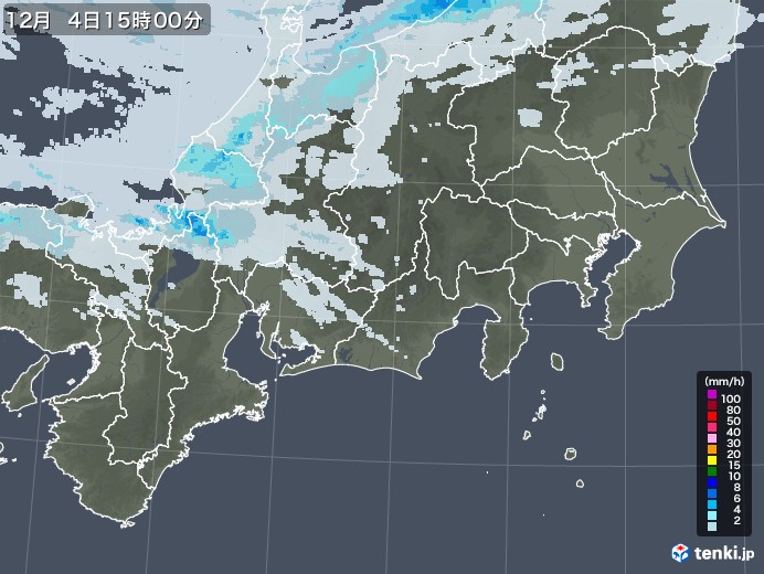 東海地方の雨雲レーダー(2021年12月04日)