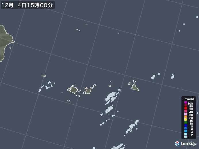 宮古・石垣・与那国(沖縄県)の雨雲レーダー(2021年12月04日)