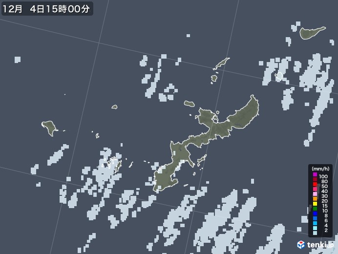 沖縄県の雨雲レーダー(2021年12月04日)