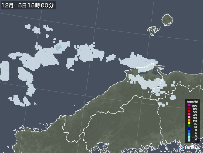 島根県の雨雲レーダー(2021年12月05日)