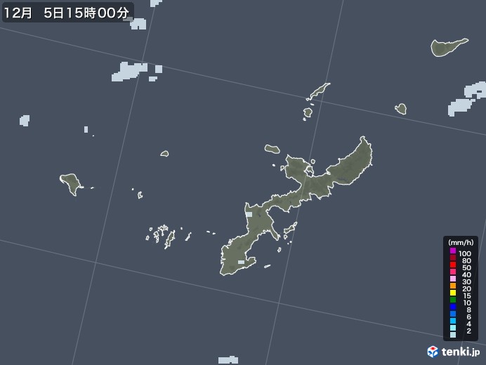 沖縄県の雨雲レーダー(2021年12月05日)