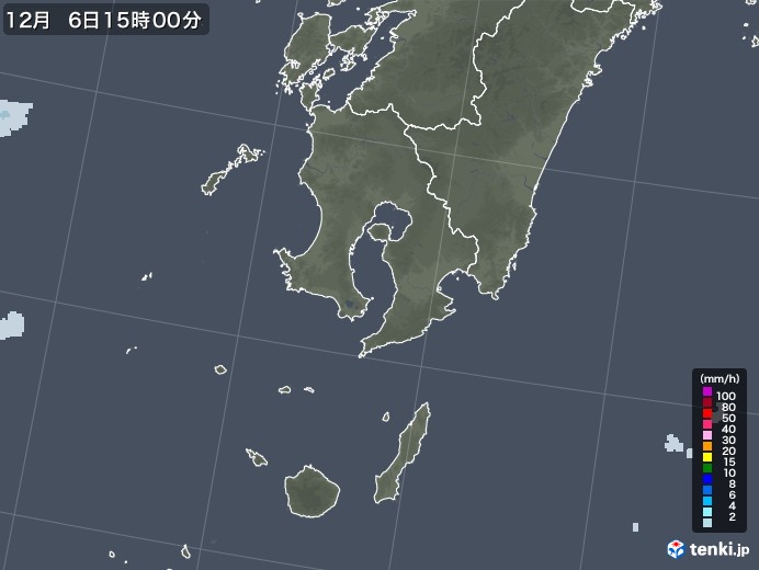 鹿児島県の雨雲レーダー(2021年12月06日)
