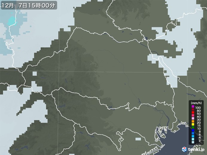 埼玉県の雨雲レーダー(2021年12月07日)