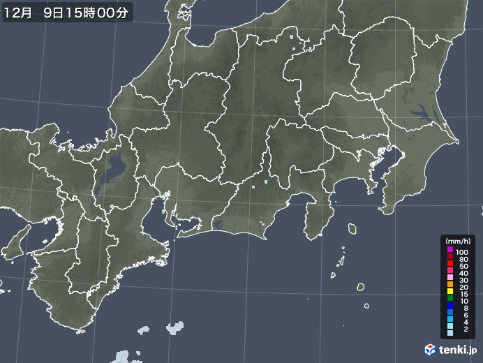 東海地方の雨雲レーダー(2021年12月09日)