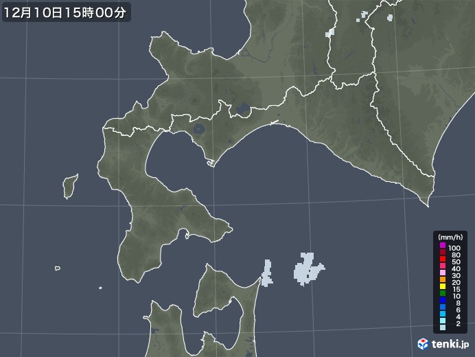道南の雨雲レーダー(2021年12月10日)