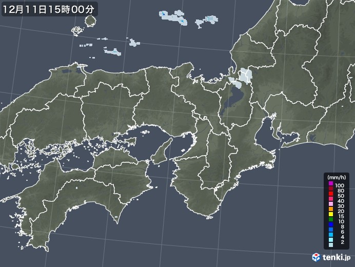 近畿地方の雨雲レーダー(2021年12月11日)