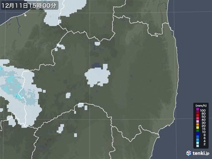 福島県の雨雲レーダー(2021年12月11日)