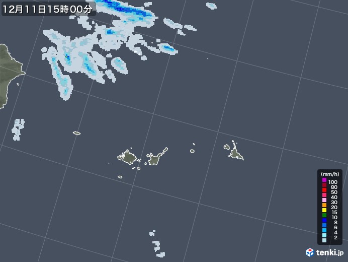 宮古・石垣・与那国(沖縄県)の雨雲レーダー(2021年12月11日)