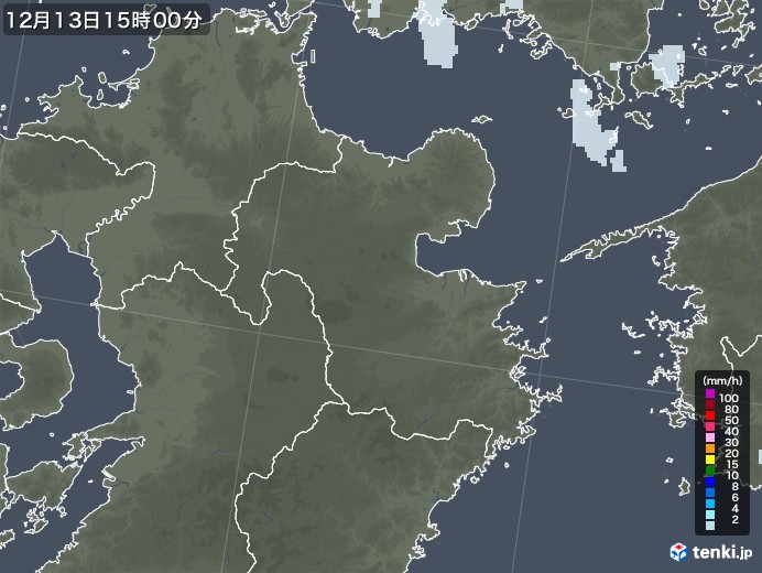 大分県の雨雲レーダー(2021年12月13日)