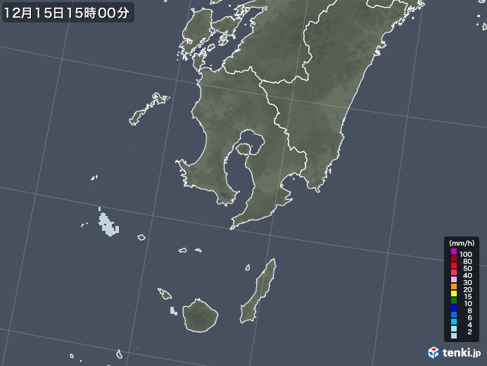 鹿児島県の雨雲レーダー(2021年12月15日)