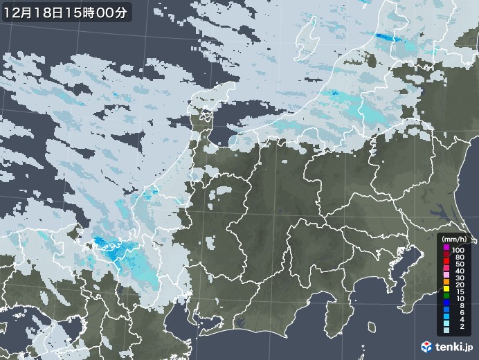 北陸地方の雨雲レーダー(2021年12月18日)