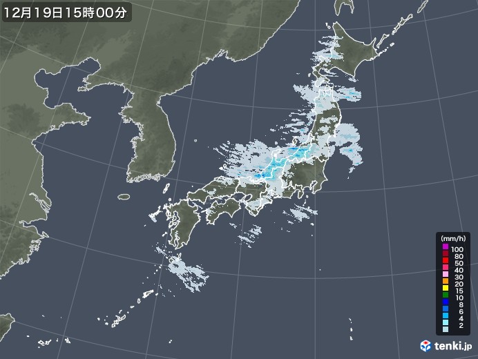 雨雲レーダー(2021年12月19日)