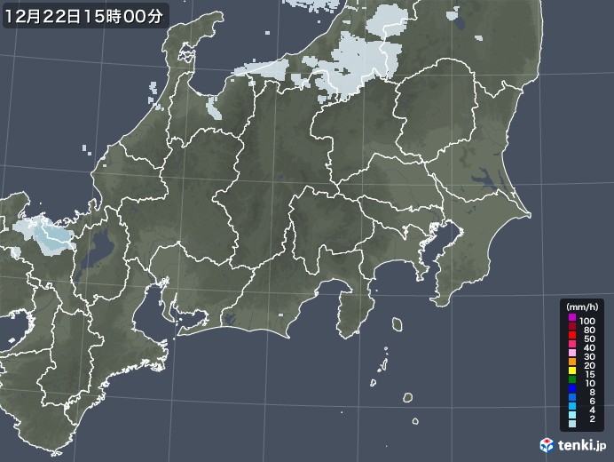 関東・甲信地方の雨雲レーダー(2021年12月22日)
