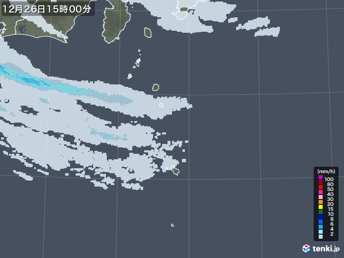 伊豆諸島(東京都)の雨雲レーダー(2021年12月26日)