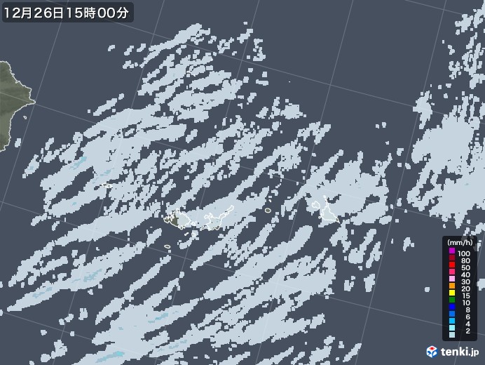 宮古・石垣・与那国(沖縄県)の雨雲レーダー(2021年12月26日)